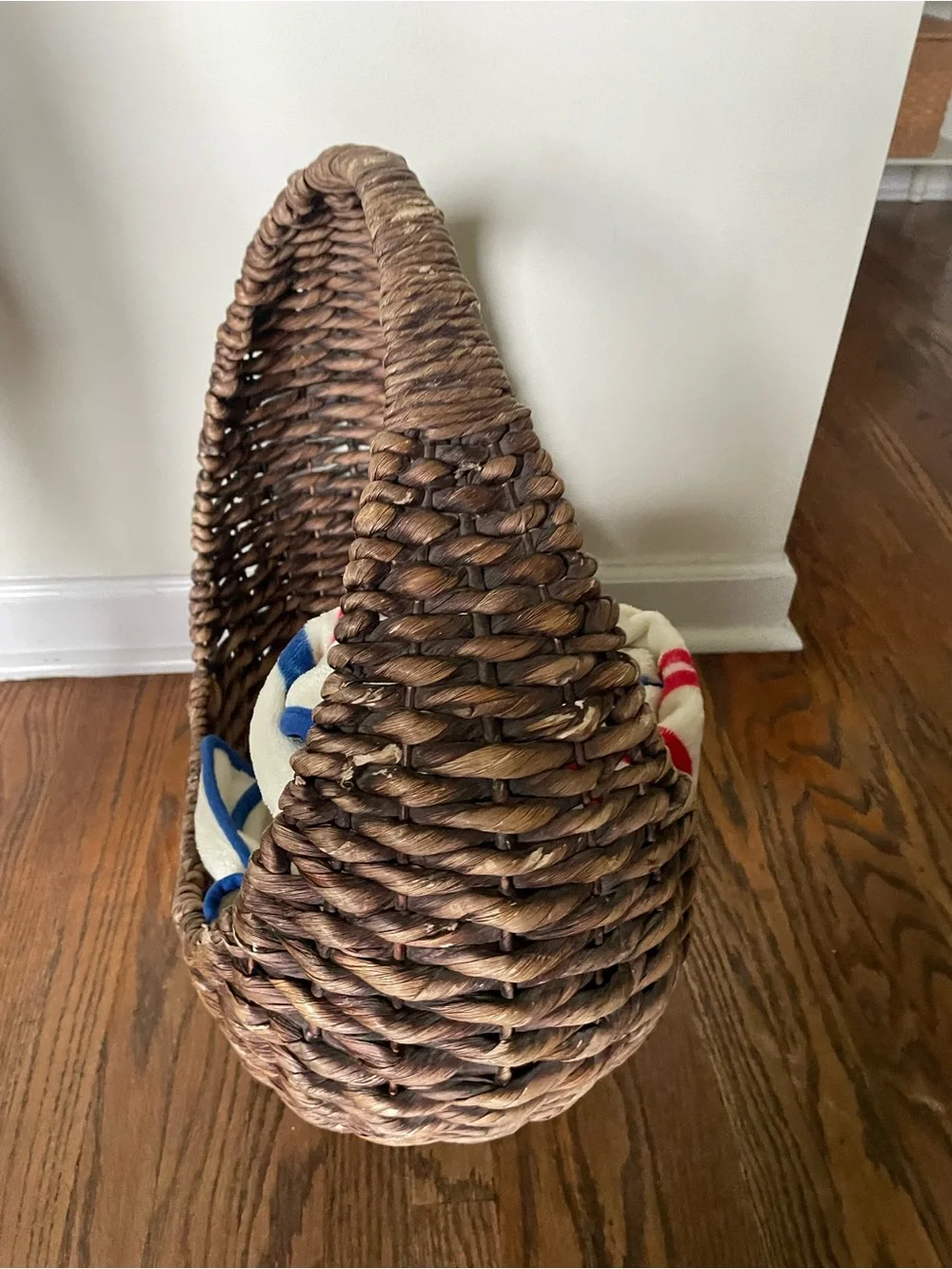 Woven Round Handle Storage Basket - Brown